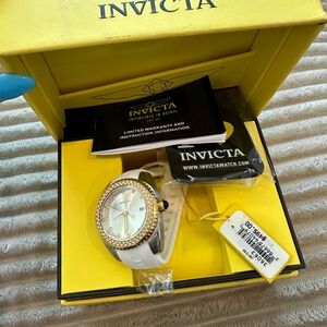 Invicta Watch (White with rose gold diamond frame)